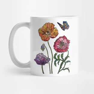 Poppy Watercolour Pretty on White Mug